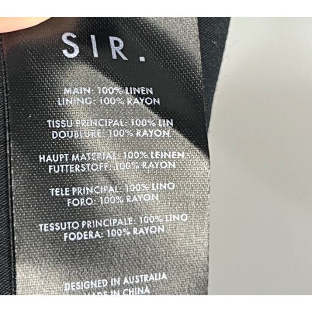 SIR THE LABEL Sz 1 4 S Black 100% Linen Tie Back Midi Dress - Picture 3 of 8